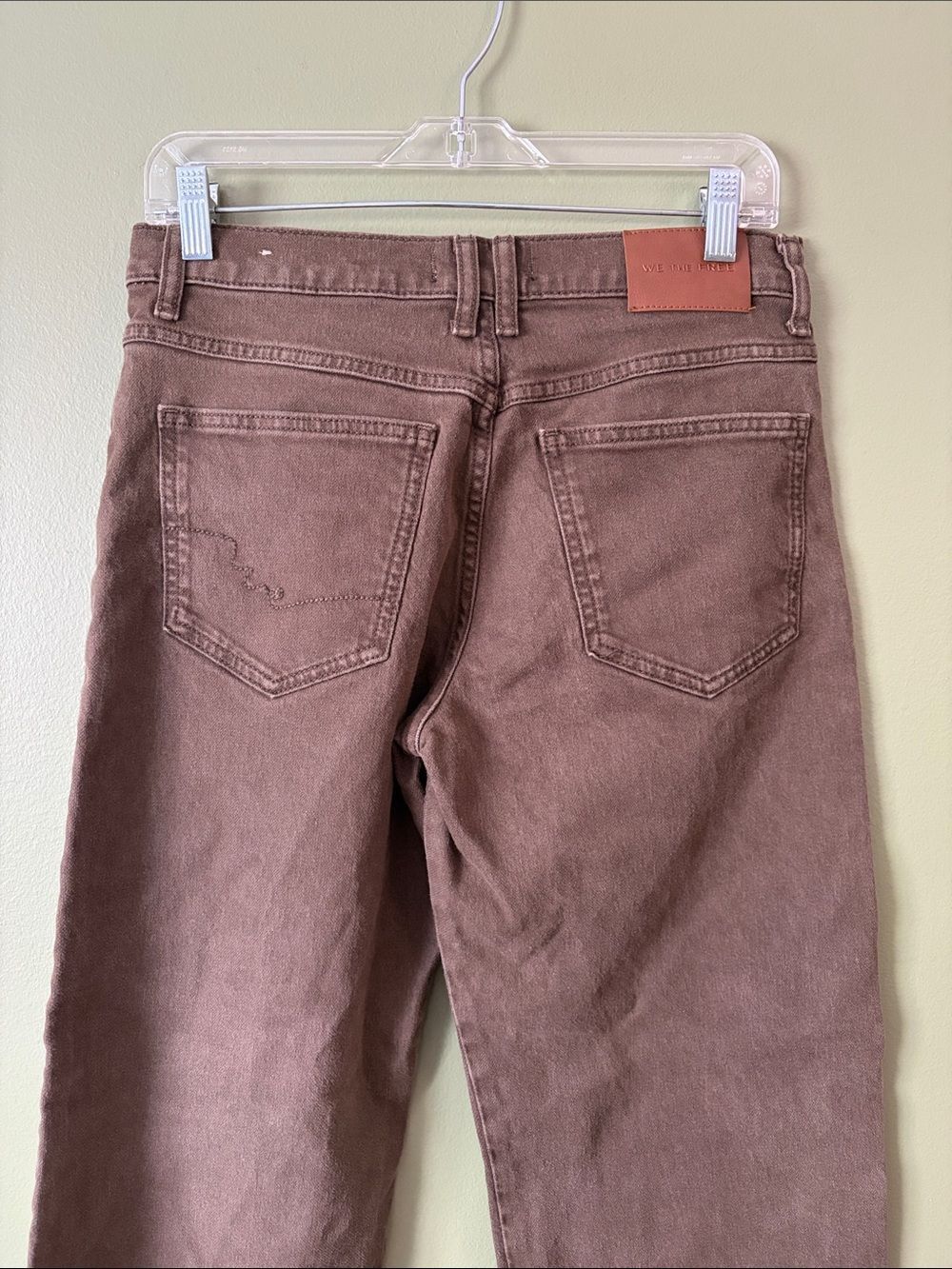 We The Free Risk Taker Straight Pant In Workwear Brown Jeans Raw Hem Sz 28 - Picture 8 of 11